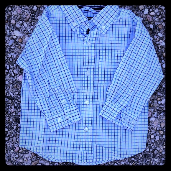 The Children’s Place Collared Button Up Dress Shirt Blue & White NWOT - Picture 1 of 5